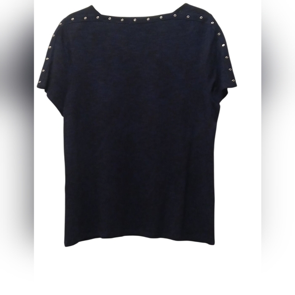 Chico's -NWT,Deep Navy Knit Top With Embellishments Along Sleeves & Neck, Size 1 - Picture 6 of 9